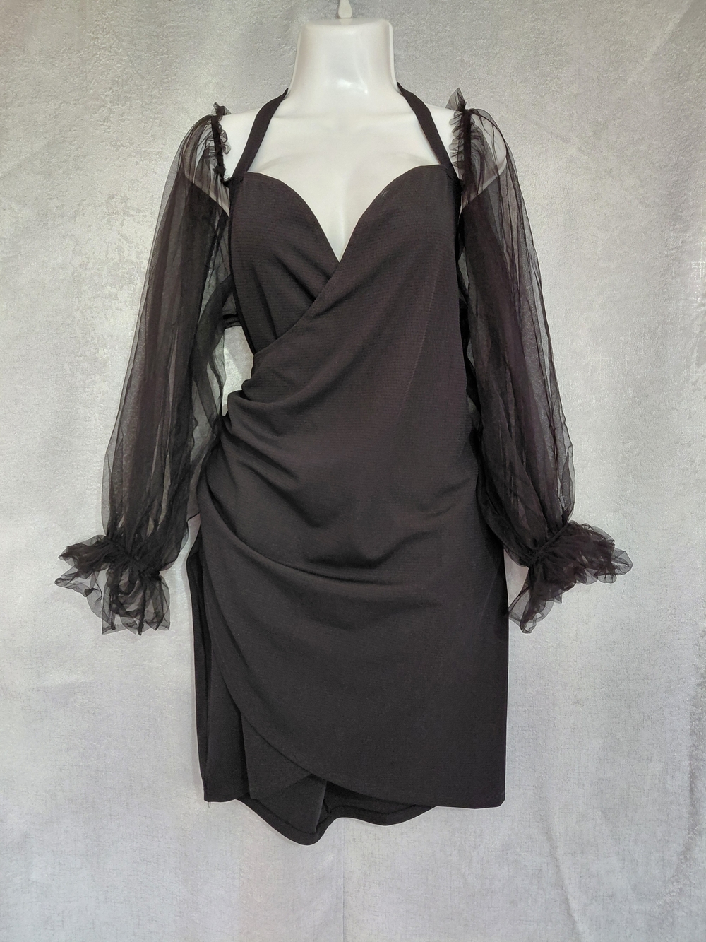 Shein Curve Black Mesh Sleeve Sulplice Mini Dress Plus Sz 2xl